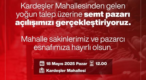 Sivas’ta Kardeşler Mahallesi’ne Semt Pazarı Geliyor