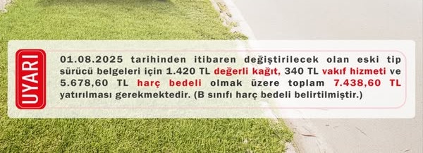 Eski Tip Sürücü Belgesine Sahip Olan Vatandaşlarımızın Dikkatine