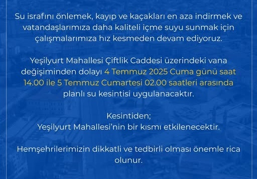 Sivaslı Hemşehrilerimizin Dikkatine Su Kesintisi