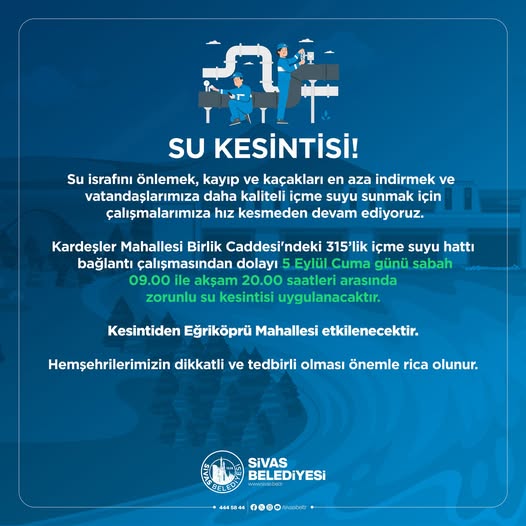 Sivas’ta Su Kesintisi