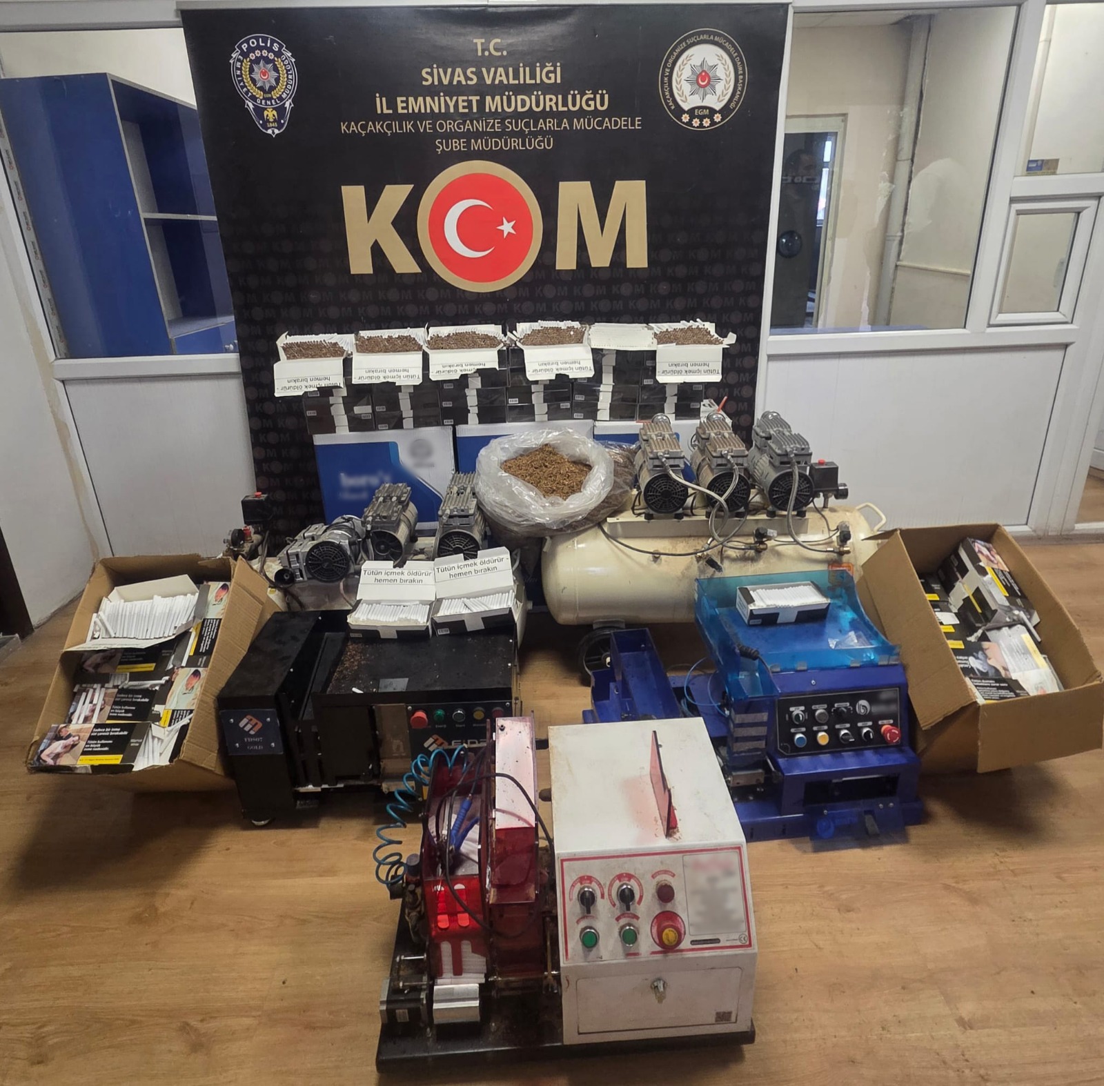 Sivas’ta Sahte Kaçak Tütün Mamulleri Operasyonu