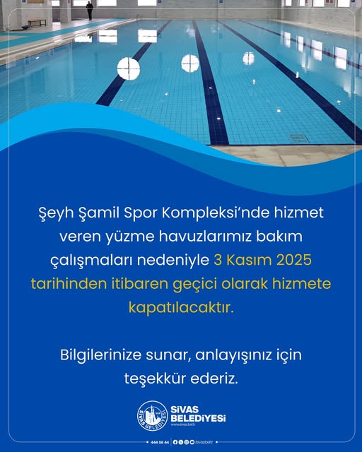 Sivas Şeyh Şamil Spor Kompleksinde Bakım Çalışması