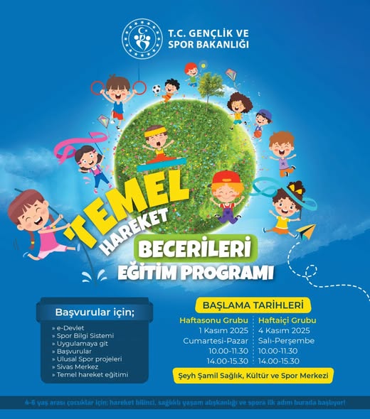 Sivas’ta Temel Hareket Beceri Eğitim programı Başlıyor