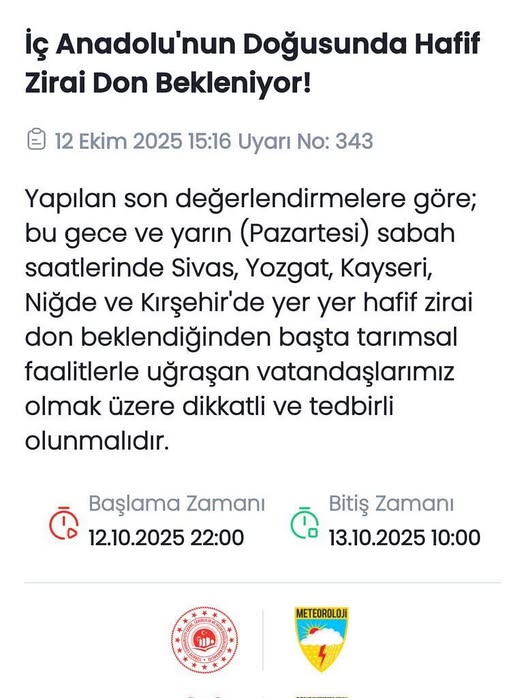 Zirai Meteorolojik Uyarı