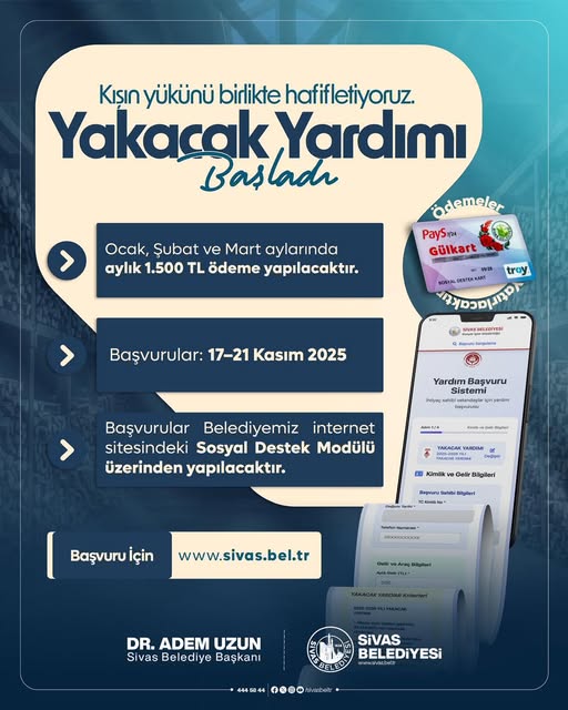 Sivas’ta 2026 Yakacak Yardımı Başvuruları Başladı.