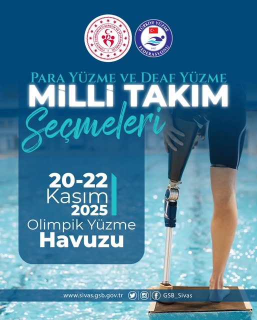 Sivas’ta Para Yüzme ve Deaf Yüzme Milli Takımı Seçmeleri