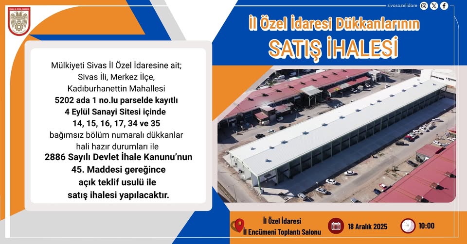 Sivas İl Özel İdaresi İhale İlanı