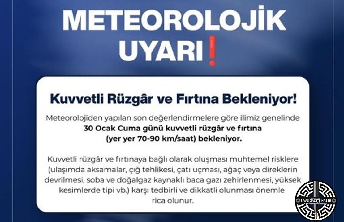 Sivas İçin Meteorolojik Uyarı