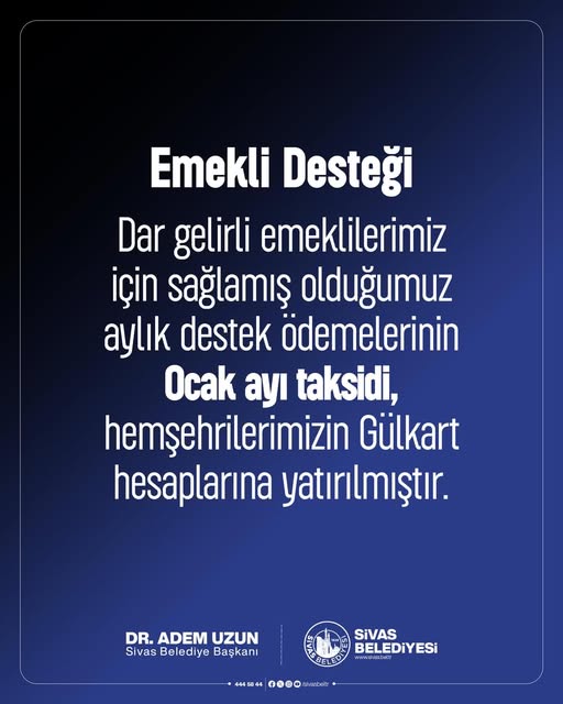 Sivas’ta Gülkart Ocak Ayı Taksitleri Hesaplara Yatırıldı