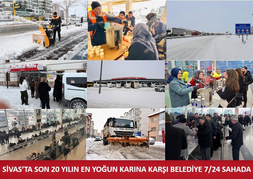 Sivas’ta Son 20 Yılın En Yoğun Karına Karşı Belediye 724 Sahada