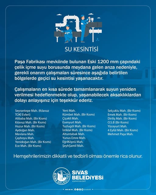 Sivas’ta Su Kesintisi