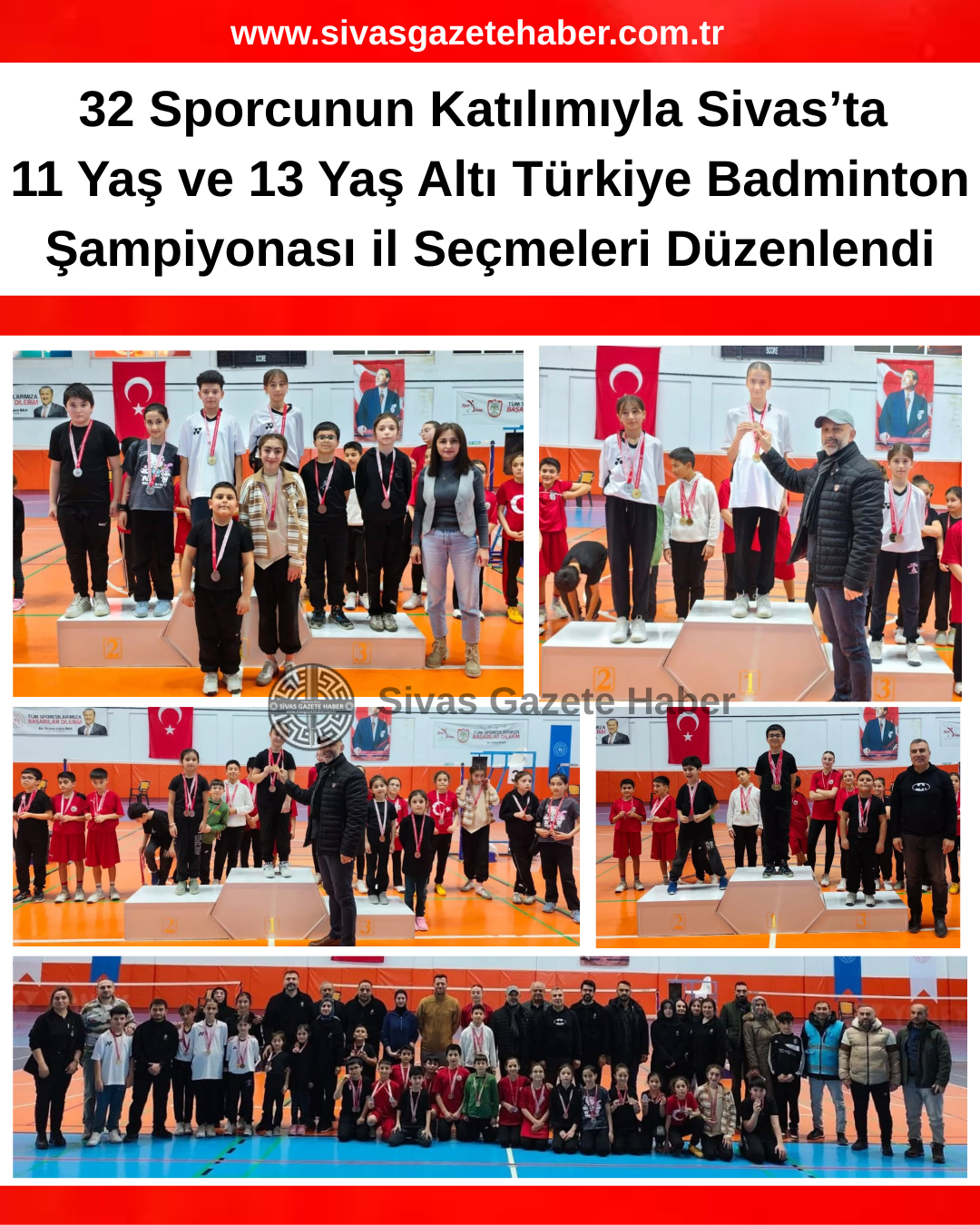 32 Sporcunun Katılımıyla Sivas’ta 11 Yaş ve 13 Yaş Altı Türkiye Badminton Şampiyonası il Seçmeleri Düzenlendi