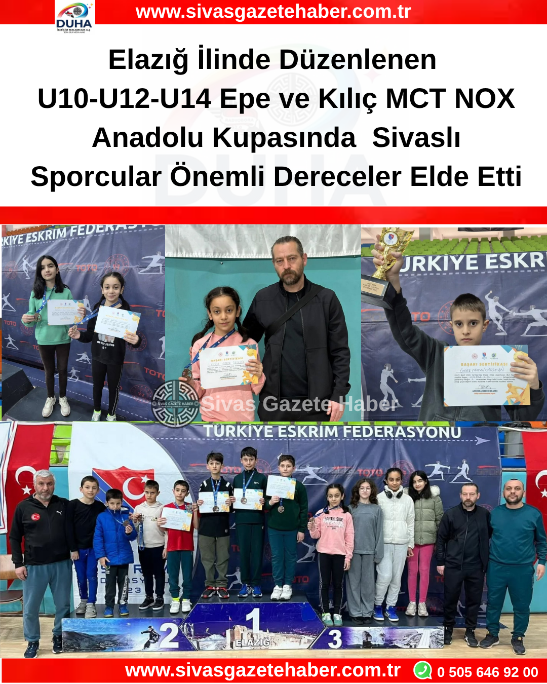 Elazığ İlinde Düzenlenen U10-U12-U14 Epe ve Kılıç MCT NOX Anadolu Kupasında Sivaslı Sporcular Önemli Dereceler Elde Etti
