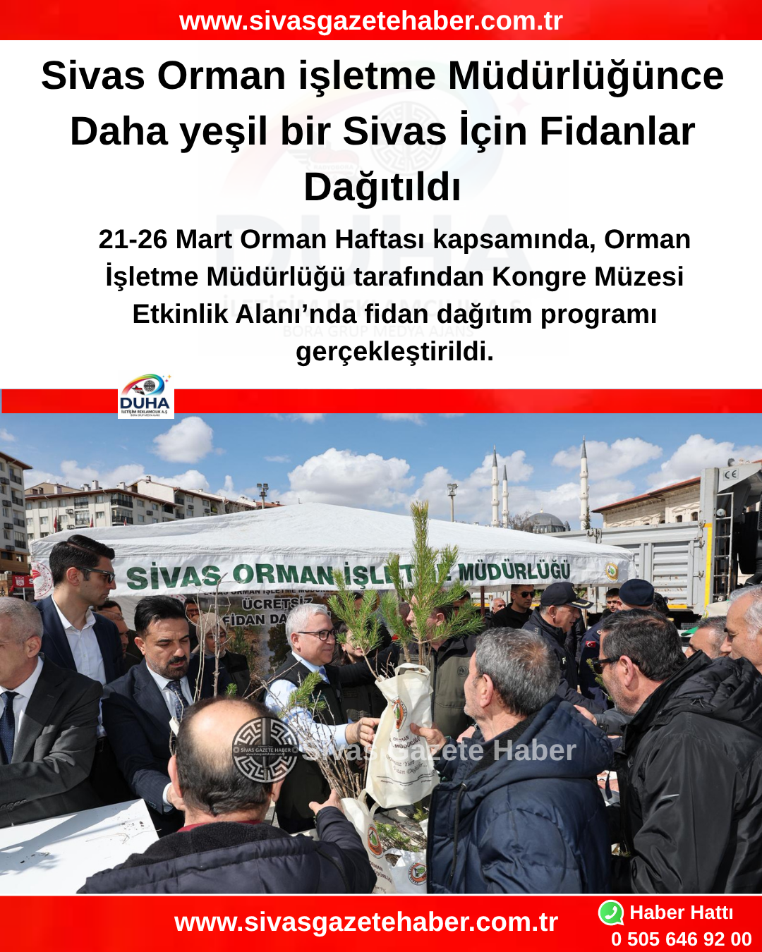 Sivas Orman işletme Müdürlüğünce Daha yeşil bir Sivas İçin Fidanlar Dağıtıldı
