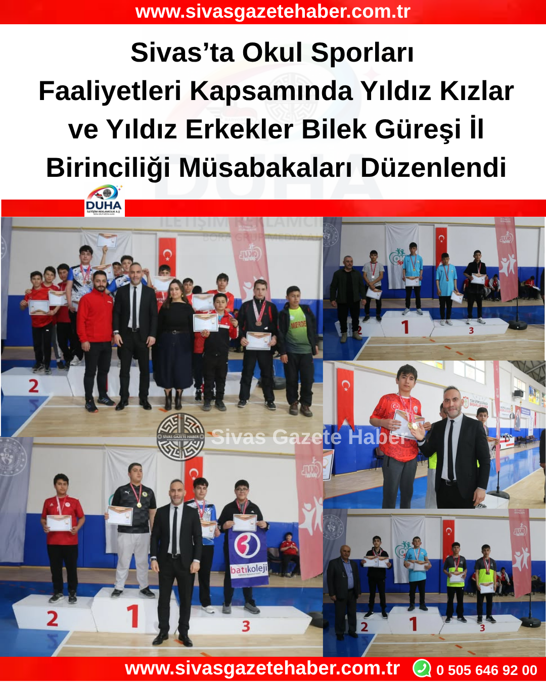 Sivas’ta Okul Sporları Faaliyetleri KapsamındaYıldız Kızlar ve Yıldız Erkekler Bilek Güreşi İl Birinciliği Müsabakaları Düzenlendi