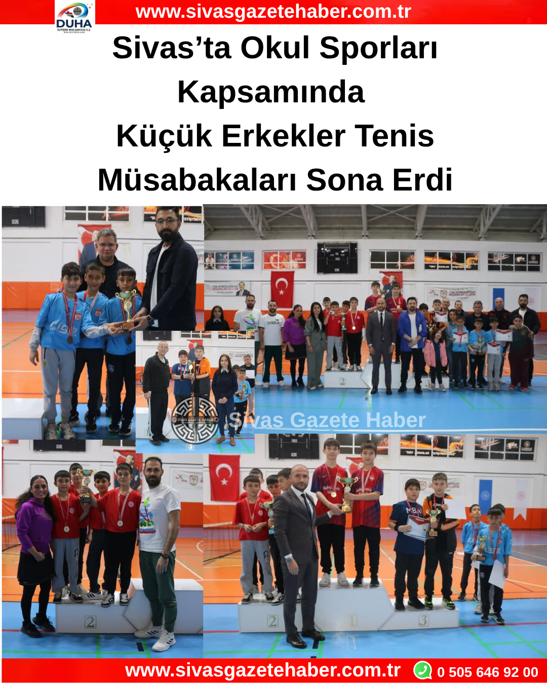 Sivas’ta Okul Sporları Kapsamında Küçük Erkekler Tenis Müsabakaları Sona Erdi