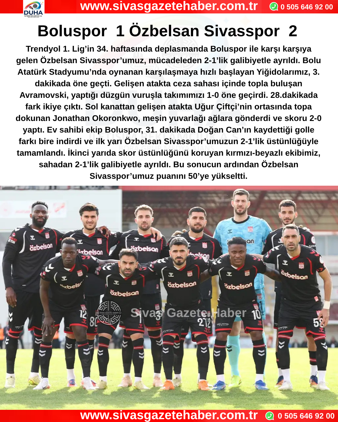 Boluspor 1 Özbelsan Sivasspor 2