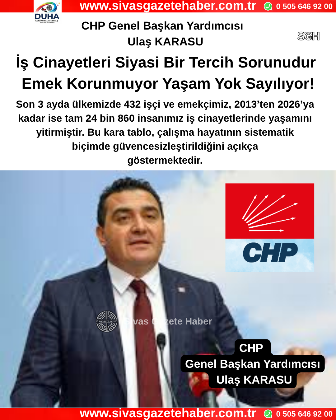 CHP Genel Başkan Yardımcısı Ulaş KARASU