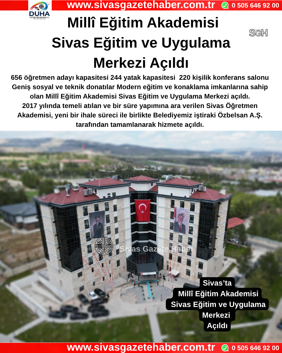 Millî Eğitim Akademisi Sivas Eğitim ve Uygulama Merkezi Açıldı