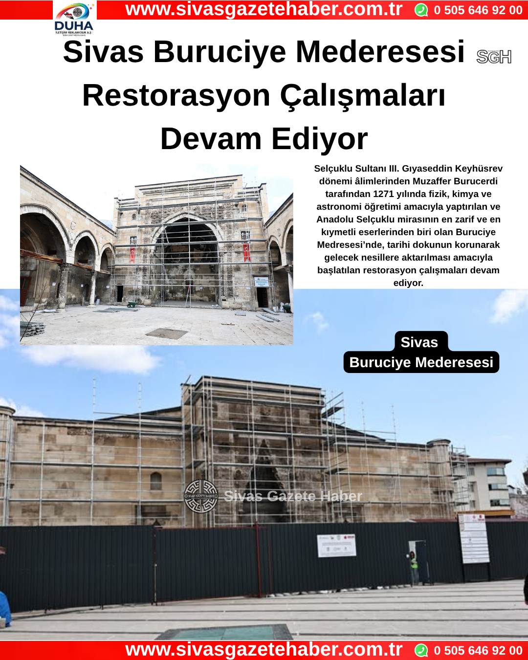 Sivas Buruciye Mederesesi Restorasyon Çalışmaları Devam Ediyor
