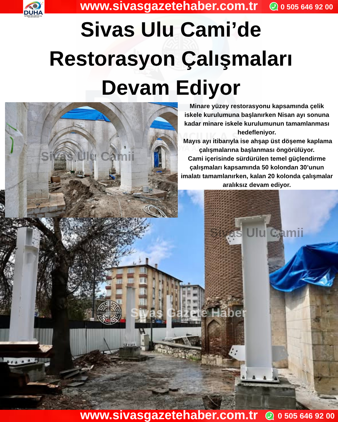 Sivas Ulu Cami’de Restorasyon Çalışmaları Devam Ediyor