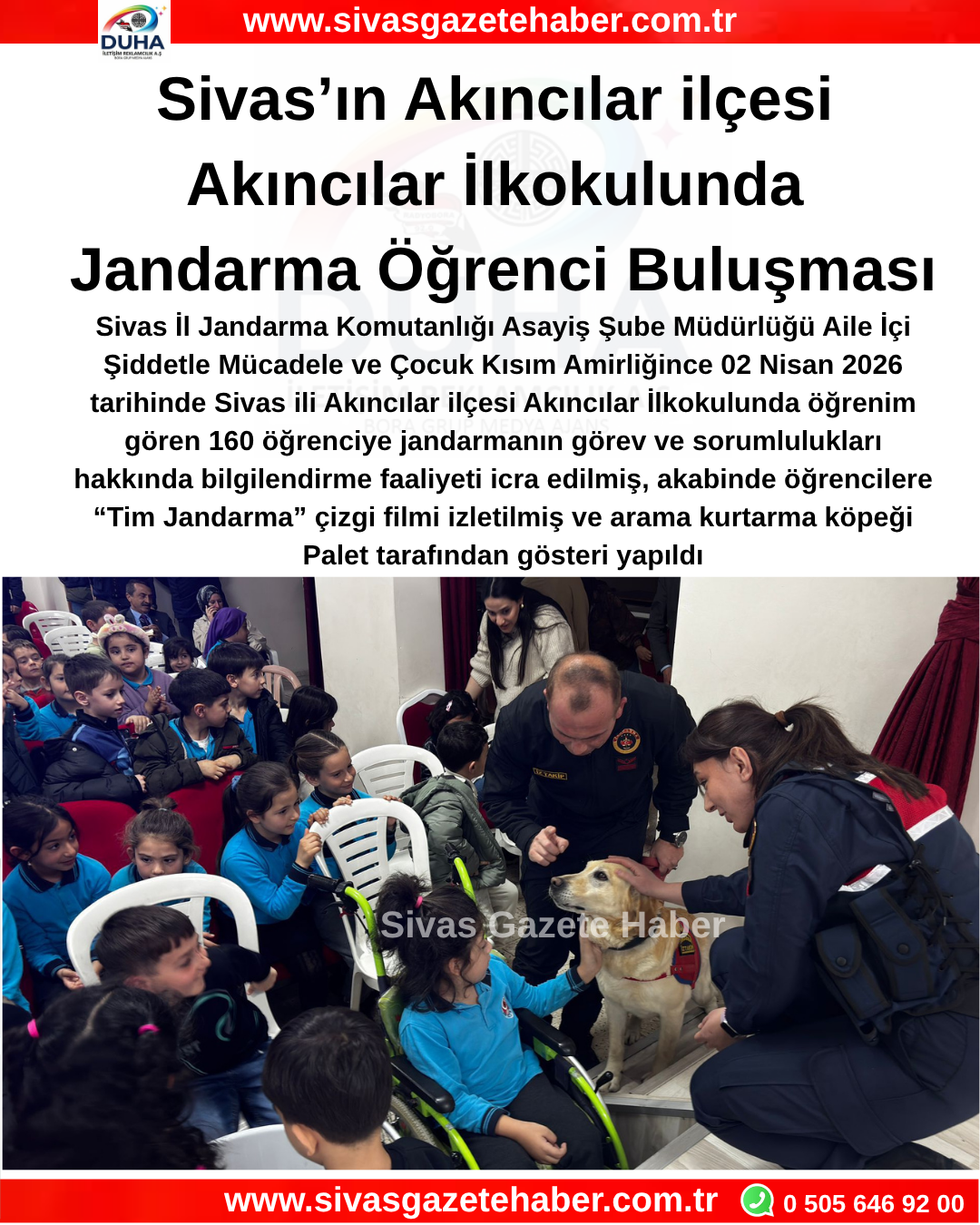 Sivas’ın Akıncılar ilçesi Akıncılar İlkokulunda Jandarma Öğrenci Buluşması