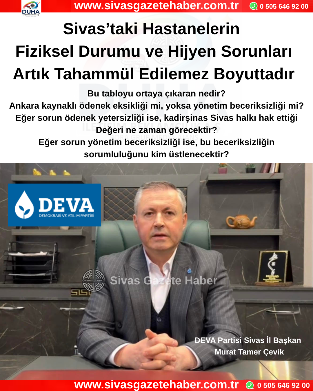 Sivas’taki Hastanelerin Fiziksel Durumu ve Hijyen Sorunları Artık Tahammül Edilemez Boyuttadır