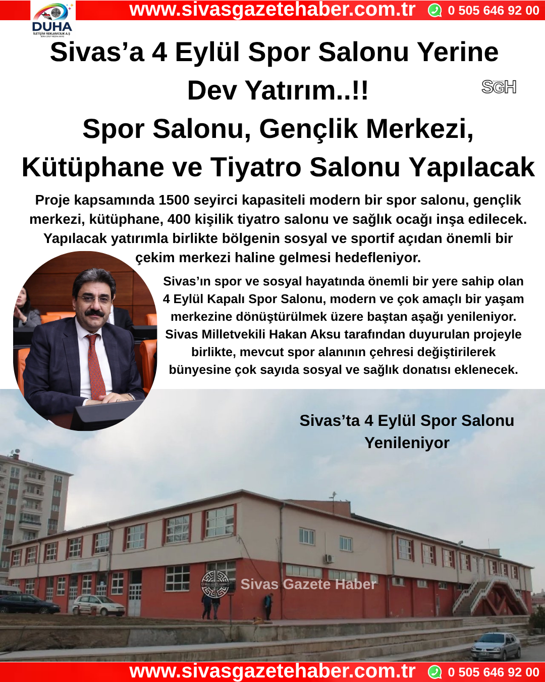 Sivas’a 4 Eylül Spor Salonu Yerine Dev Yatırım..!!